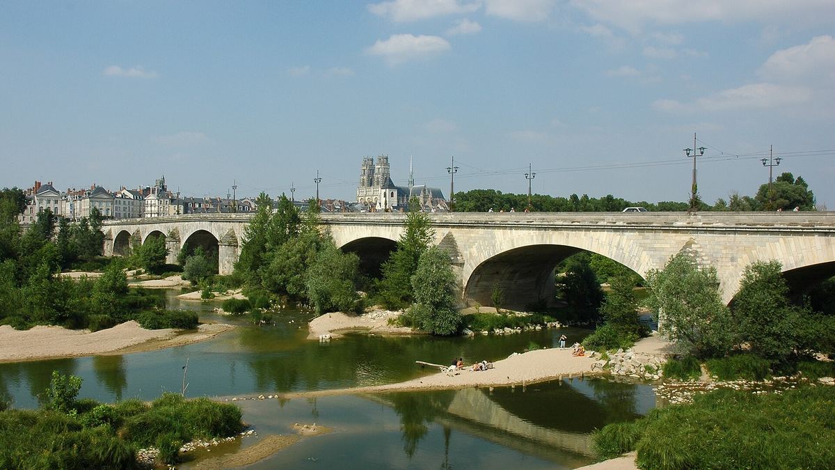 Le pont George-V et la cathédrale Sainte-Croix au-dessus de la Loire à Orléans